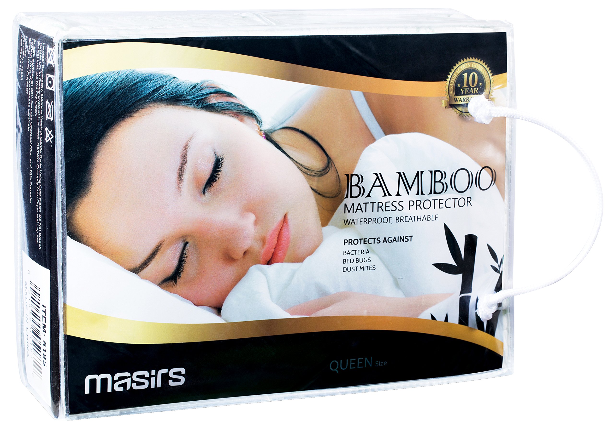Waterproof Bamboo Mattress Protector - Thick and Soft Quilted Fabric will Give you a Comfortable, Quiet and Cool Night Sleep. Quality Fabric that is Durable and Machine Wash Really Well. (Queen Size)