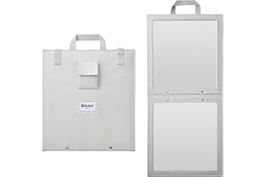 BRÜUN Backstage Hanging Mirror for Dance Bag with Dimmable LED Lights for Focused Glow – A Grey Foldable Mirror for Dancers, Artists, and Spa Owners with Touch Sensitive Power Button