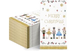 FAYOO 100Pcs Christmas Napkins Disposable, Christmas Nutcracker Paper Napkins, Christmas Disposable Paper Decorative Guest Napkins for Christmas Dinner Party Supplies, 7.87 x 4.3 Inch(Nutcracker)