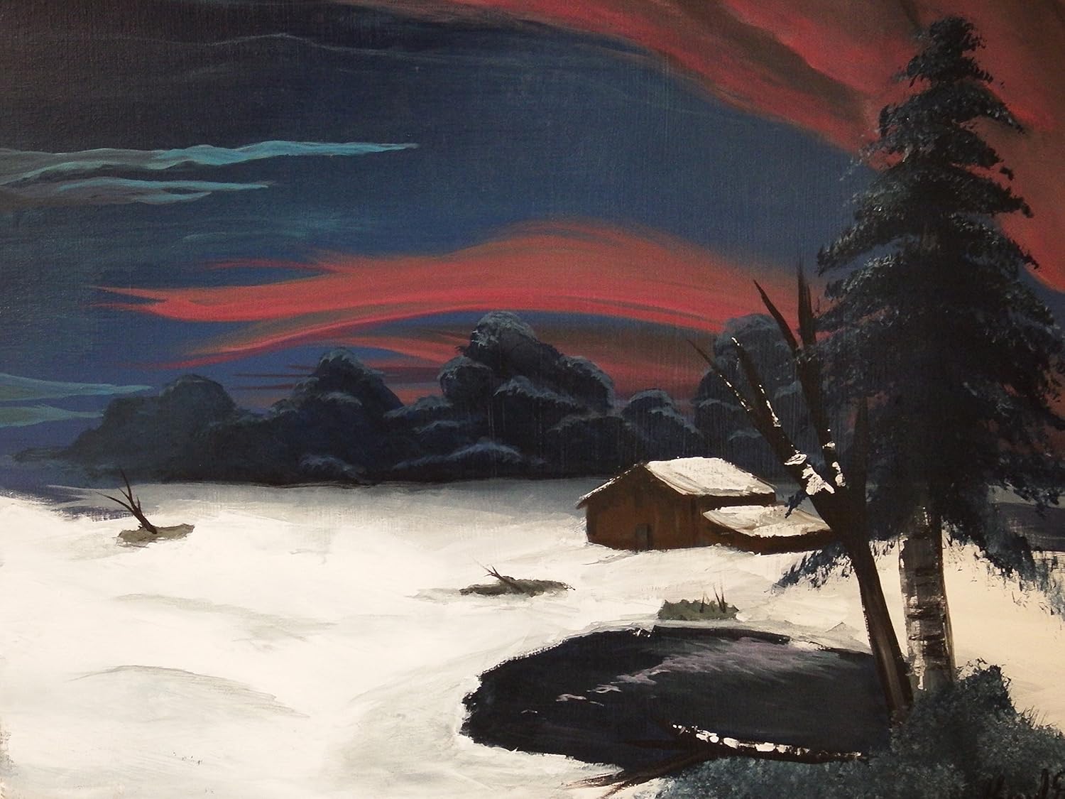 Amazon Com The Snowy Plains Acrylic Painting Of Snow Covered