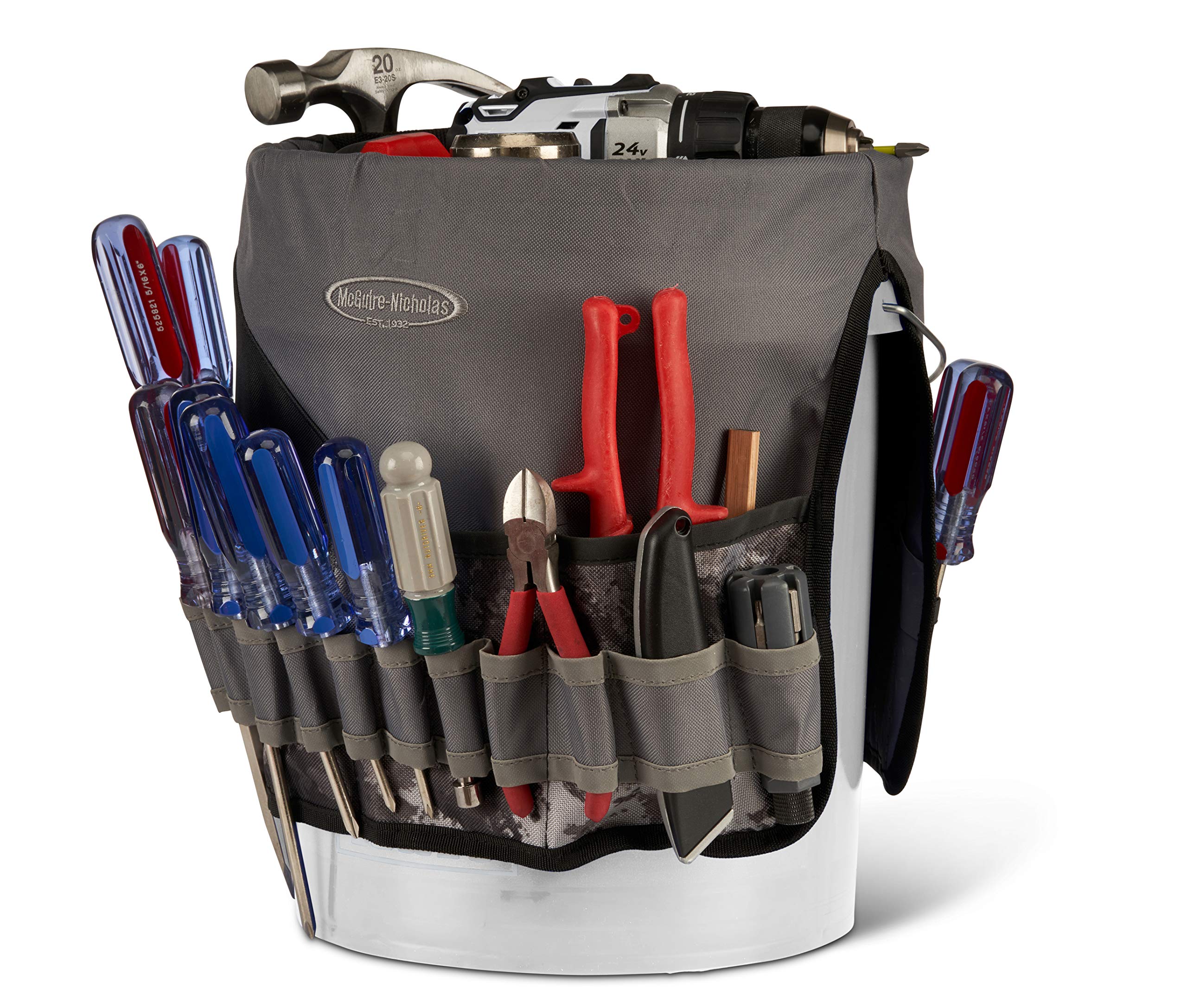McGuire-Nicholas Bucket Organizer | Tool Organizer with 36 Pockets Designed for 5 Gallon Bucket