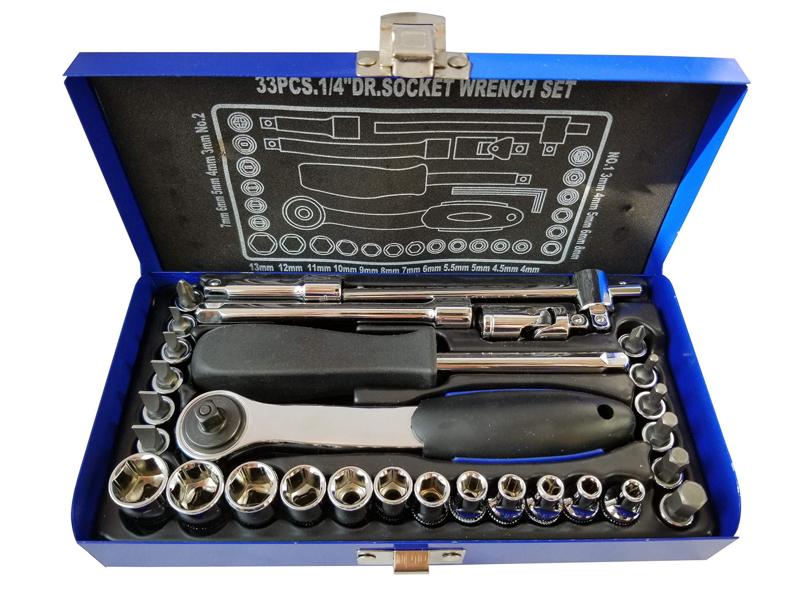 Suosi-GSCM 1/4-Inch Drive 6-Point Socket & Bit Wrench Set(33-Piece)