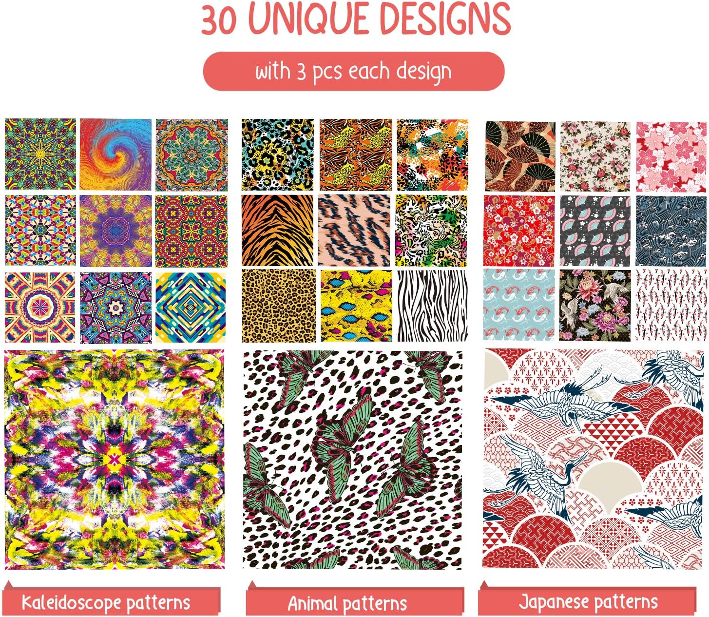 JoyCat Origami Paper Kit, 90 Sheets Double Sided Origami Paper, Kaleidoscope, Japanese and Animal Patterns, 30 Origami Projects Craft Guiding Booklet for Beginner Training and School Craft Lessons…