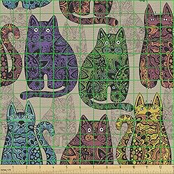 Ambesonne Tattoo Fabric by The Yard, Colorful