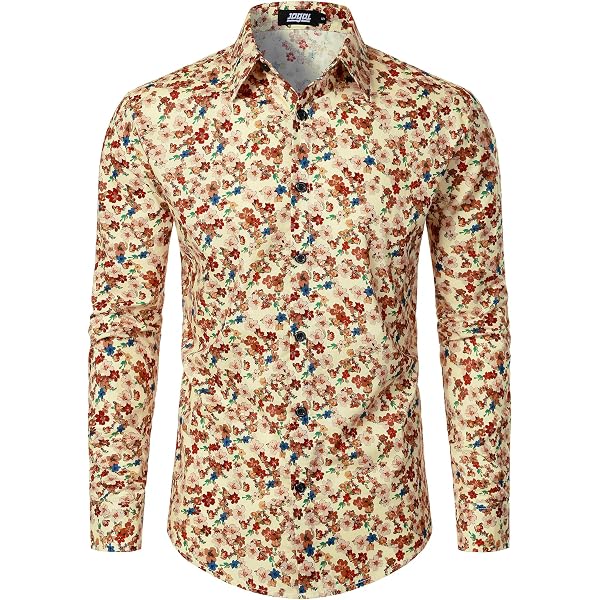 QZH.DUAO Men's 70s Disco Linen Shirt – Floral Paisley Vintage Top, Long Or Short Sleeve, Size Medium - View #8