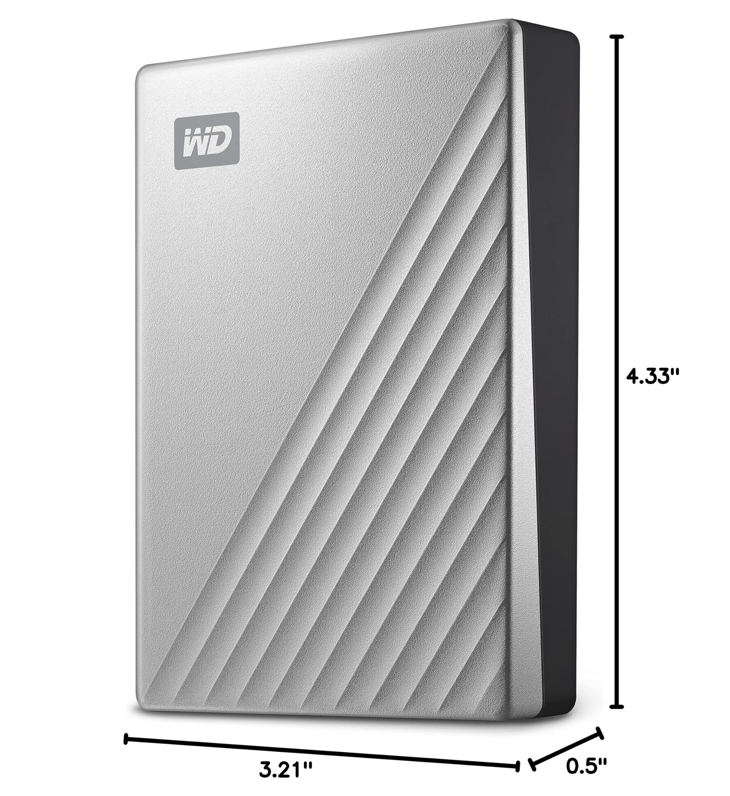 WD 2TB My Passport Ultra, Silver, Portable External Hard Drive, backup software with defense against ransomware, and password protection, USB-C and USB 3.1 - WDBC3C0020BSL-WESN