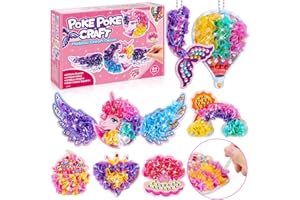 CrispPlay Crafts for Kids Ages 4-8 8-12 Girls Toys, 8pcs Poke Art Craft Kits for 4 5 6 7 8 9 Year Old Girls Birthday Christmas Gifts, DIY Creative Activity, Mess Free, Magic Theme, Funny