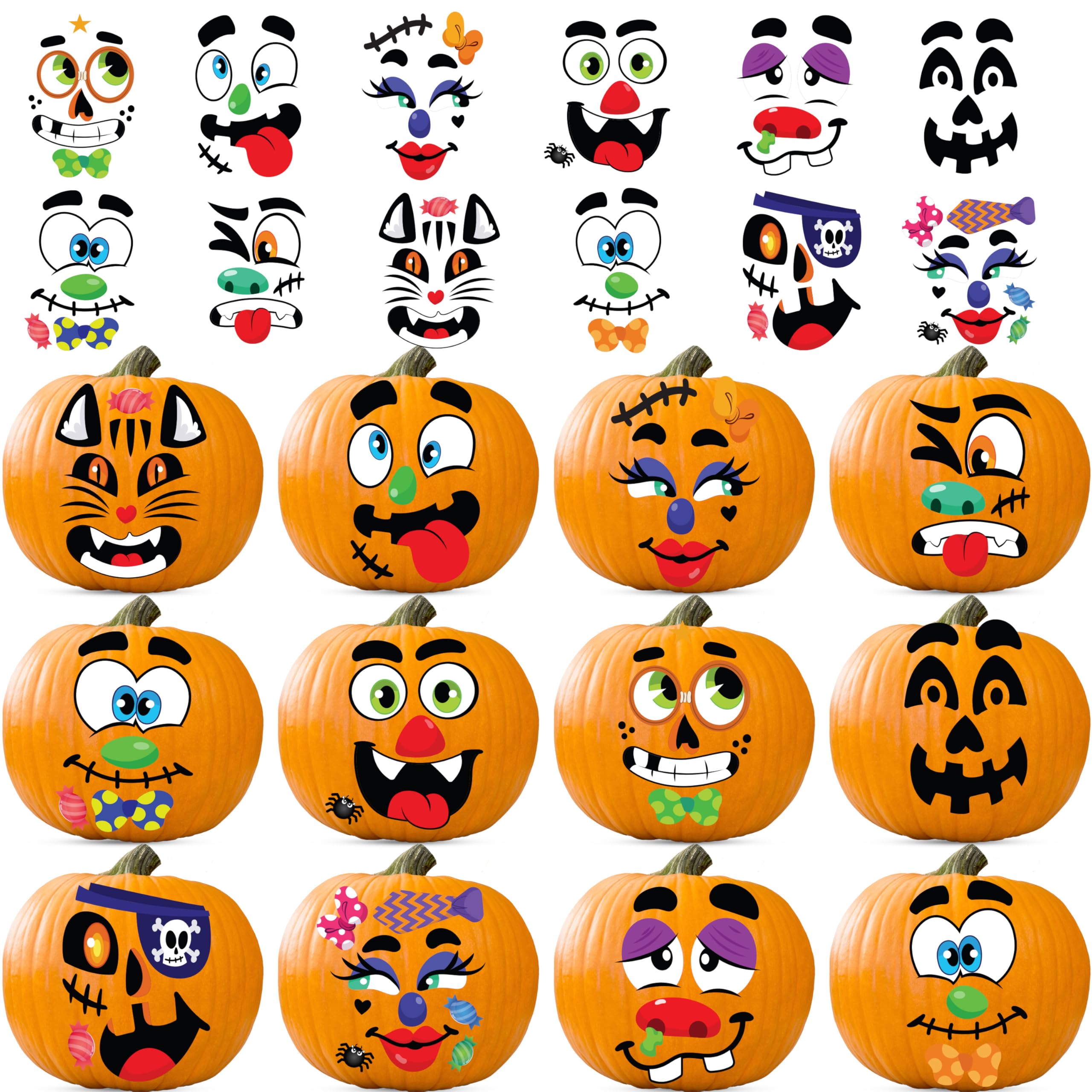 Photo 1 of JOYIN 36 Pcs Halloween Pumpkin Decorating Stickers, Halloween Party Favor, Kids Art Craft Party Supplies, Funny Jack-O-Lantern Face Sticker Sheets, Classroom Activities Games Goodies Gifts