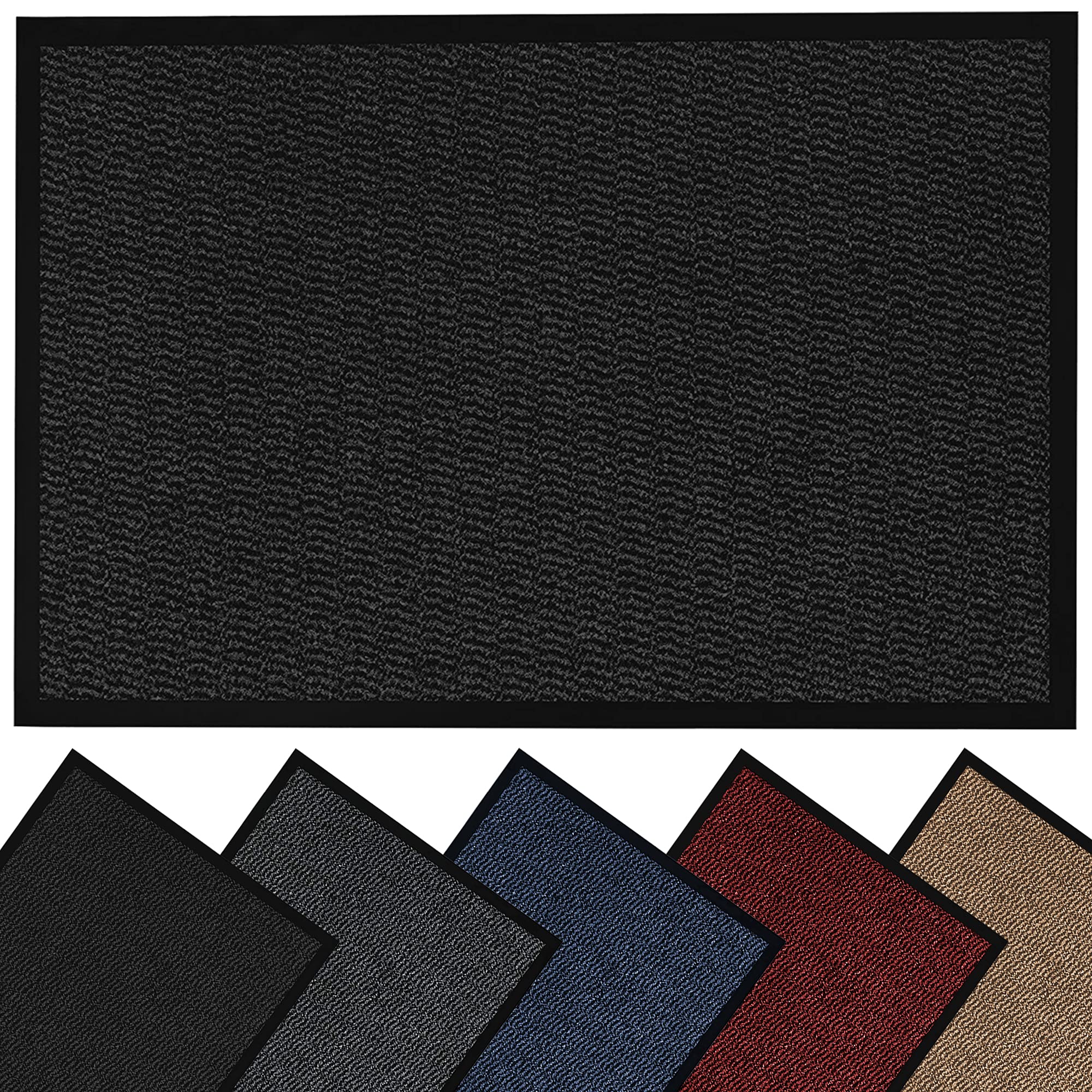 HOUSEGADS Door Mats Indoor And Outdoor Rugs - Anti-Slip Door Mat Carpet - Non Slip Outdoor Rubber Mat - Washable Indoor Floor Mats - Kitchen Mat Non Slip Rugs (Black, 50 X 80)