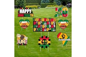 RUIZHUO 8 Pcs Happy Juneteenth Decorations Outdoor Yard Sign, Juneteenth Party Lawn Outdoor Decor, Celebration of Freedom Day With Waterproof Lawn Stakes, African American Black Party Decorations Accessories