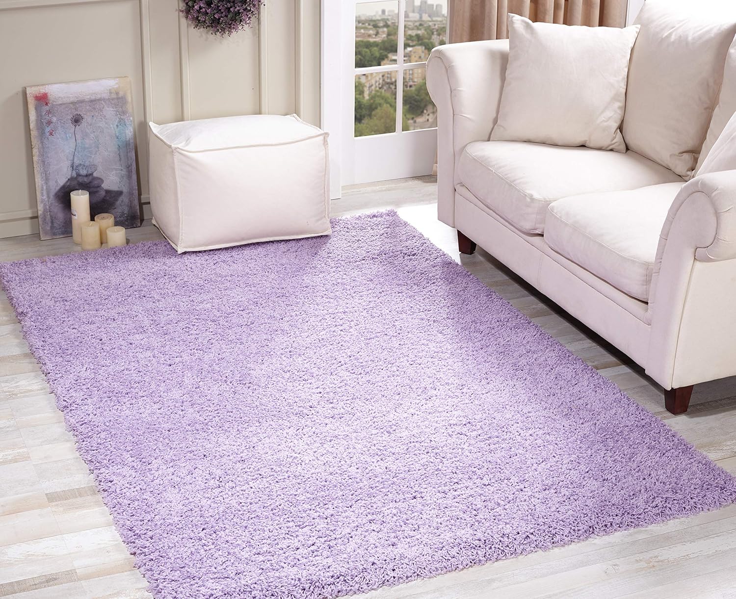 Serdim Rugs Living Room Shaggy Area Rugs LILAC 60x110cm(2'x3'7), 60 x 110 cm (Rectangular) - Image 4