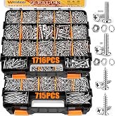weideer 2431PCS Stainless Steel Nuts and Bolts Assortment,Metric&amp;SAE Screws | Phillips Pan Head and Flat Head Screws,Assorted Bolts Nuts Flat &amp; Lock washers,Heavy-Duty Storage Box,Length 3/8'' to 2''