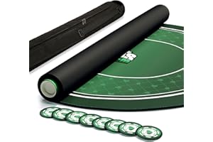 EVTHSU Poker Table Top Mat 70" X 35", 3mm Thickened Portable Texas Hold'em Casino Table Topper with Zipper Bag, 8 Coasters, 8 Hand Ranking Cards for Home Games Nights