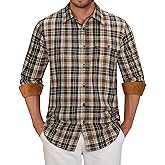 Alimens & Gentle Men's Flannel Long Sleeve Shirt Classic Plaid Button Down Shirts Soft Warm Winter Tops with Pocket Work Camp