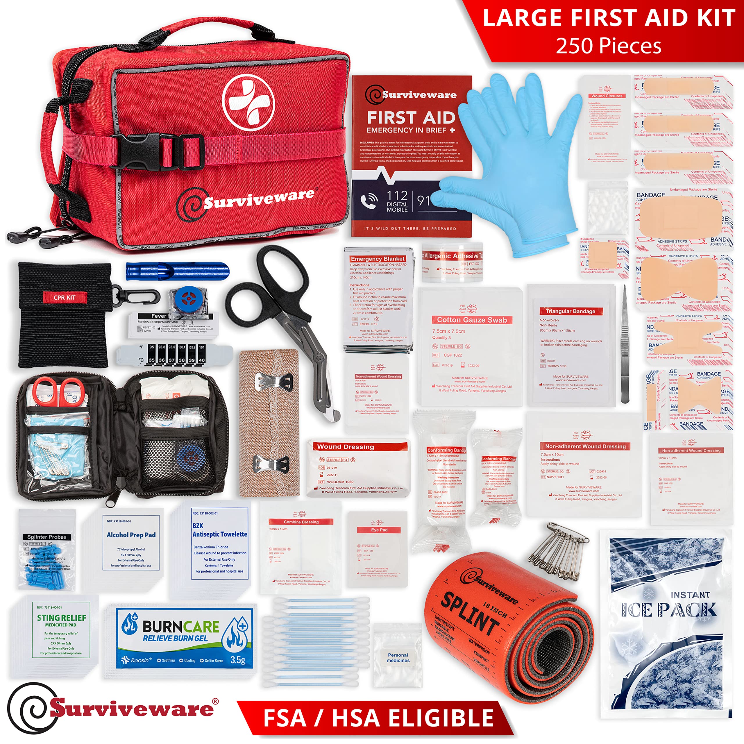 General Medi 160 Piece Premium First Aid Kit Bag - Includes Cold (Ice) Pack, Emergency Blanket - View #9
