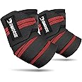 DMoose Fitness Elbow Wraps for Weightlifting (Pair) - 40'' Adjustable Elbow Strap for Gym Workout, Bench Press & Powerlifting - Compression Wraps for Tendonitis & Joint Support