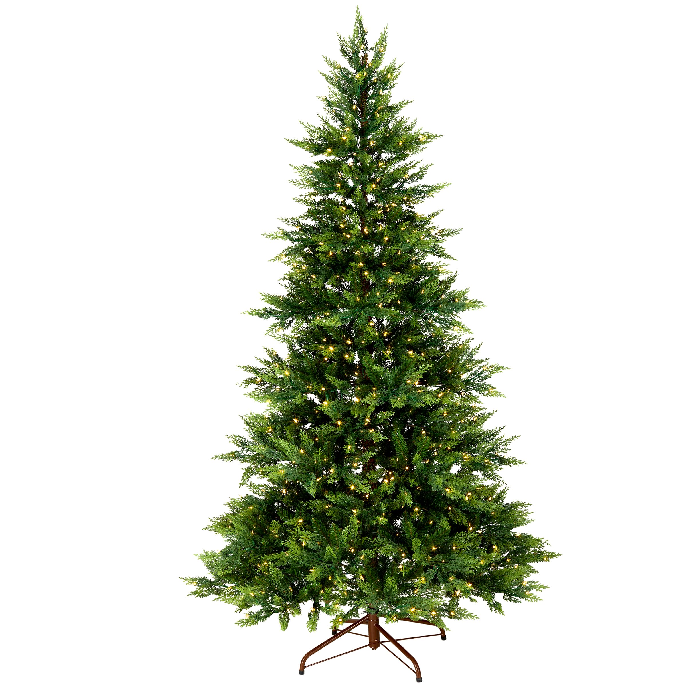 National Tree Company Pre-lit Feel Real Artificial Christmas Tree, Green, Festive Fern, 450 Clear Lights, Includes Stand, 6.5 Feet