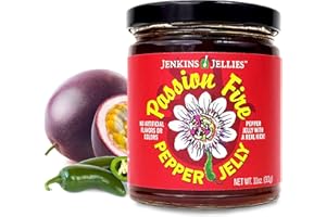 Jenkins Jellies Passion Fire Hot Pepper Jelly - Sweet & Spicy Jalapeño Jelly - Gluten Free, Vegan Pepper Jam - Use as a Glaze, Dipping Sauce, or Dessert Topping - All Natural & USA Made - 11 Ounce