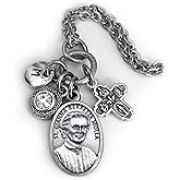 St. Gianna Molla Necklace, Clip or Keychain, Patron Saint, Confirmation Gift, Initial Charm, Birthstone Crystal