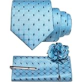 RBOCOTT Plaid Checkered Ties for Men Necktie and Pocket Square with Tie Clip Lapel Pin Set 4PCS