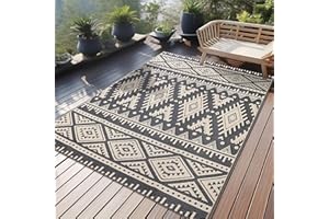 OLANLY Waterproof Outdoor Rug 4x6 ft, Reversible Plastic Straw Patio Camping Rugs, Large Foldable Outdoor Carpet Deck Rugs fo
