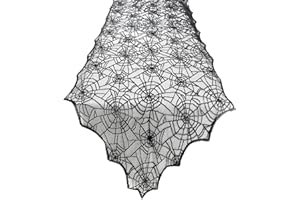 CYTOKIO Halloween Table Runner Halloween Decorations Black Lace Spider Web Table Runner for Halloween Table Decor Spiderweb Table Runners Lace Runner for Tables Dinning Kitchen Dining Decoration, 18 x 72 Inch