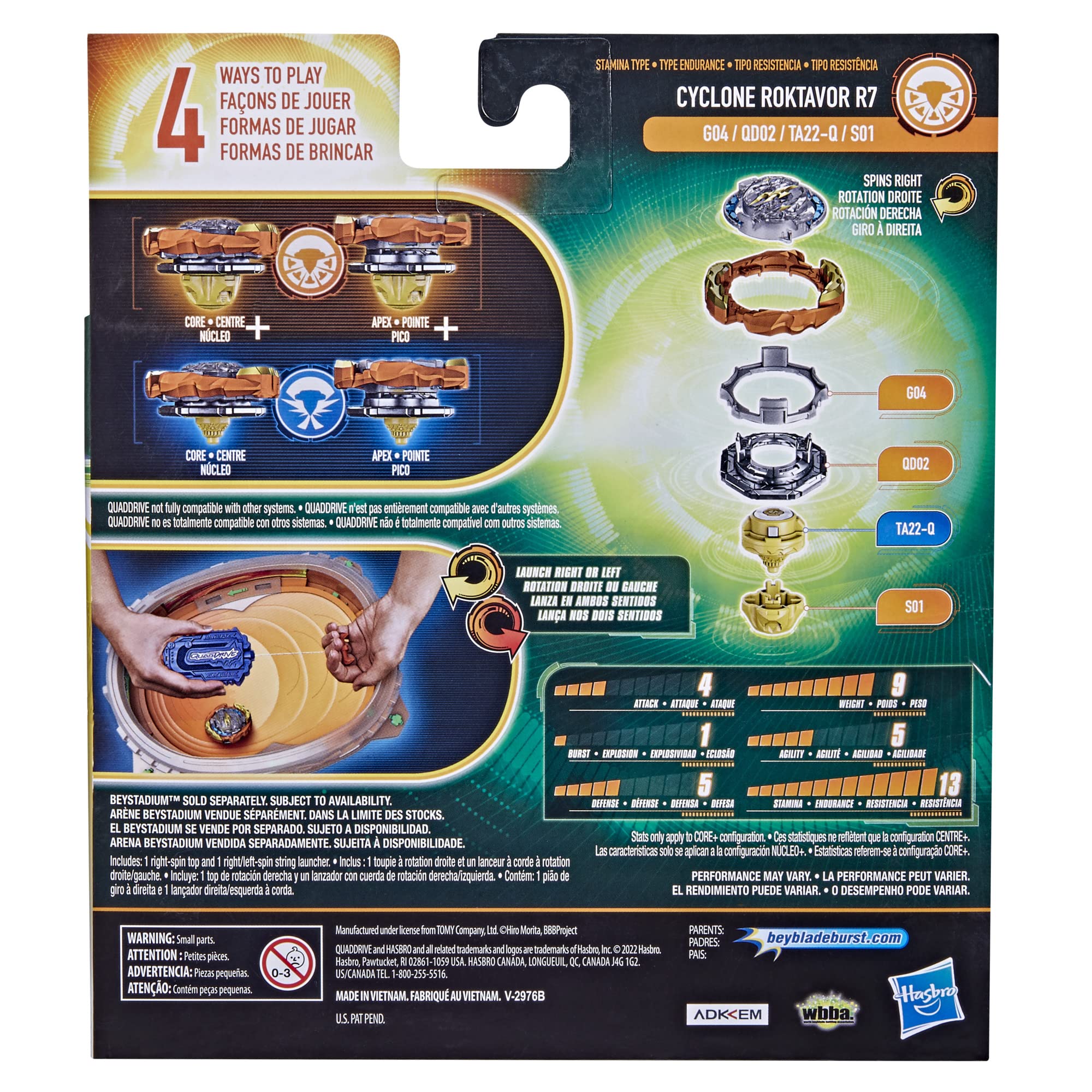 Beyblade Burst QuadDrive Cyclone Fury String Launcher Set - Battle Game Set with String Launcher and Right-Spin Battling Top Toy