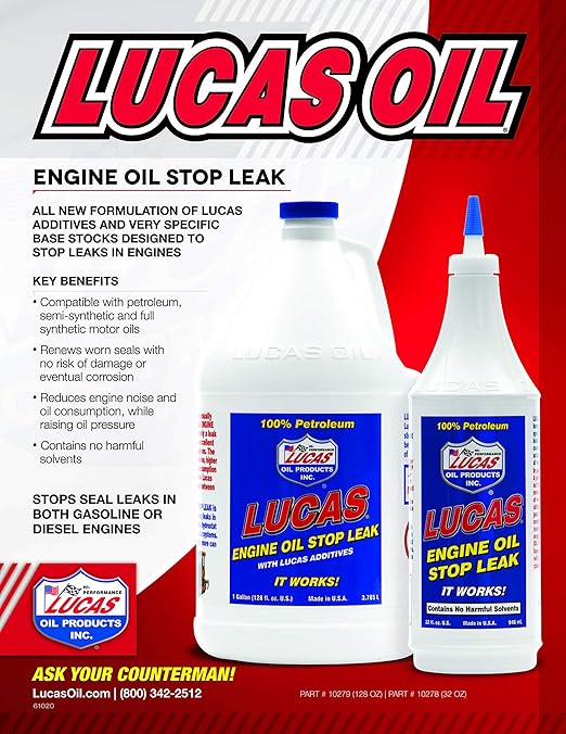 Amazon Com Lucas Oil 10278 Engine Oil Stop Leak 1 Quart Automotive