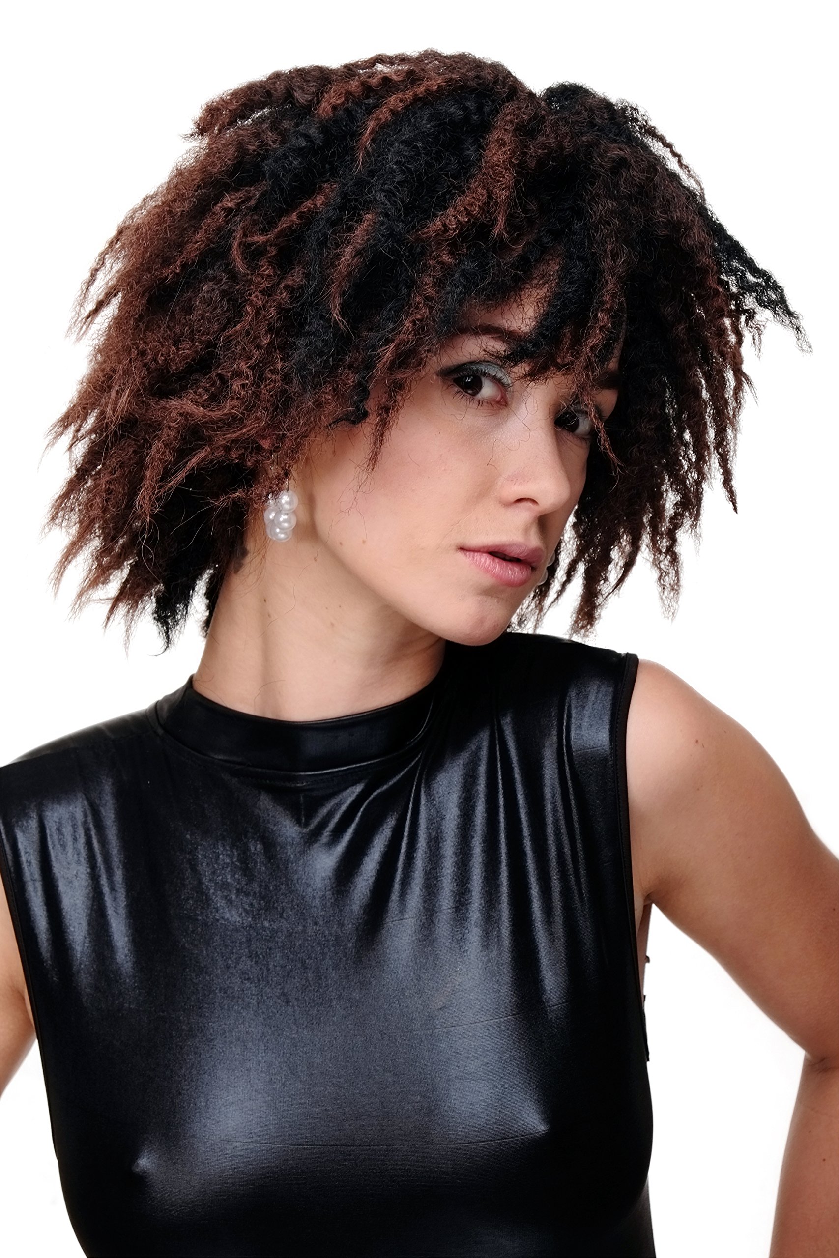 WIG ME UP GFW1836-1H1T33 Lady Quality Wig wild volume kinked curls Afro Caribbean Black & Mahogany strands highlights