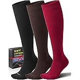 Soft Cotton Compression Socks for Women Men 20-30mmHg - Knee High Support for Circulation, Nurses, Pregnancy, Travel