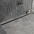 Neodrain 60-Inch Linear Shower Drain,with 2-in-1 Flat & Tile Insert Shiny Black Cover, Rectangle Shower Floor Drain, Linear Drain with Adjustable Leveling Feet, Hair Strainer