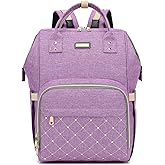 GAIVP Diaper Bag Backpack, Diaper Bags for Baby Girls Boys, Baby Bags for Moms Dads, Nappy Changing Bag with Insulated Pockets,Multi-functional Waterproof Backpack with Stroller straps-Purple