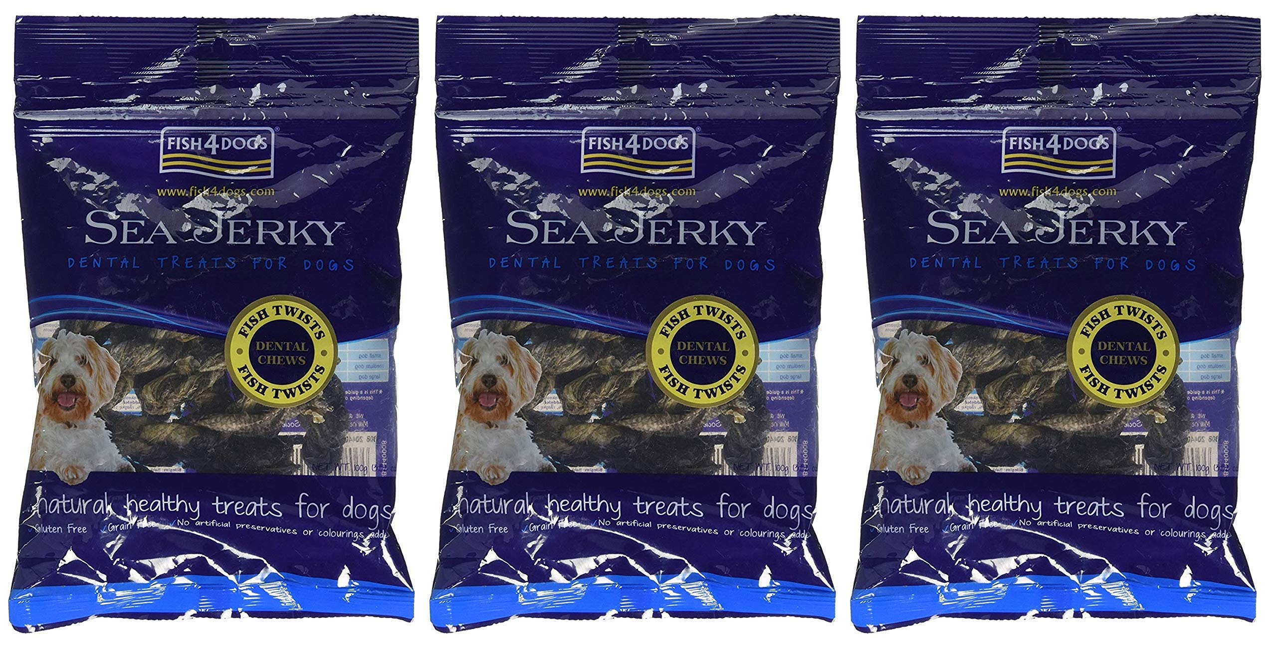 Fish4Dogs Sea Jerky Fish Twists 100 g (Pack of 3)