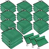 Batiyeer 30 Pcs Bulk Golf Towels for Golf Bags 16'' x 16'' Microfiber Fabric Golf Towel Waffle Pattern with Clip for Bags Men Mini Tournament Fitness Yoga Camping(Green)