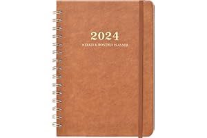 ATTITILL 2024 Planner - 2024 Planner Weekly and Monthly from January 2024 - December 2024, 5.75" X 8.25", Calendar Planner with Premium Thick Paper, Inner Pocket and Notes Pages - Brown
