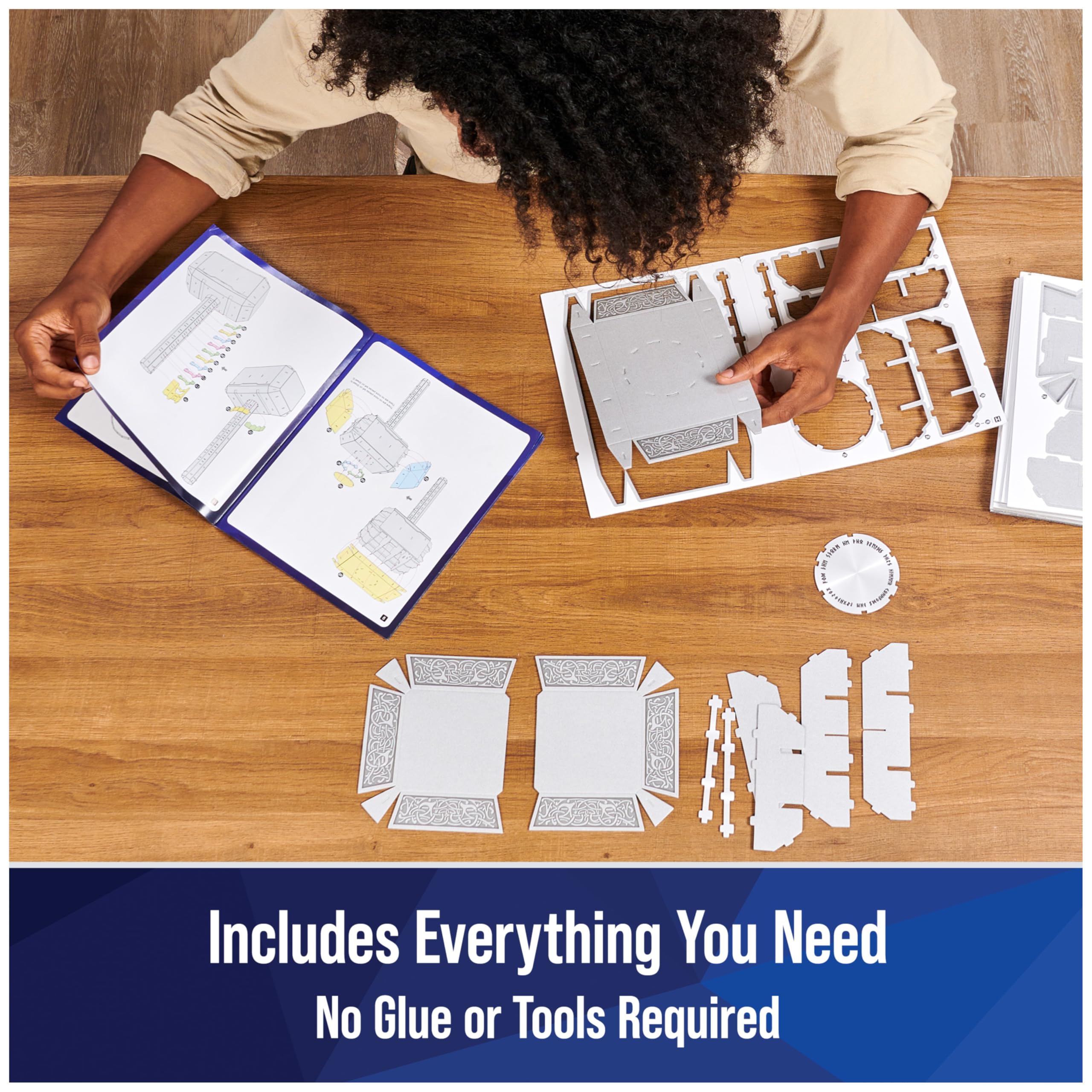 4D Build, Marvel Mjolnir Thor Hammer 3D Puzzle Model Kit with Stand 87 Pcs | Thor Desk Decor | Building Toys | 3D Puzzles for Adults & Teens 12+