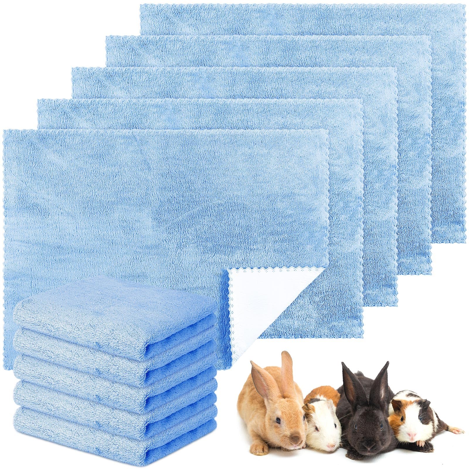 Panelee 10 Pcs Guinea Pig Cage Liner Washable Blankets Bedding Mat for Dog Rabbit Bunny Cat Waterproof Small Animal Pee Fleece Pad Pet Blanket Reusable Sleep Absorbent Pad Cover