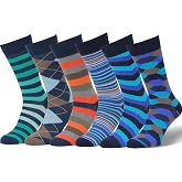 Easton Marlowe Mens Dress Socks - Fun Colorful Socks for Men - Cotton Patterned Fashion Mens Socks 6 Pack