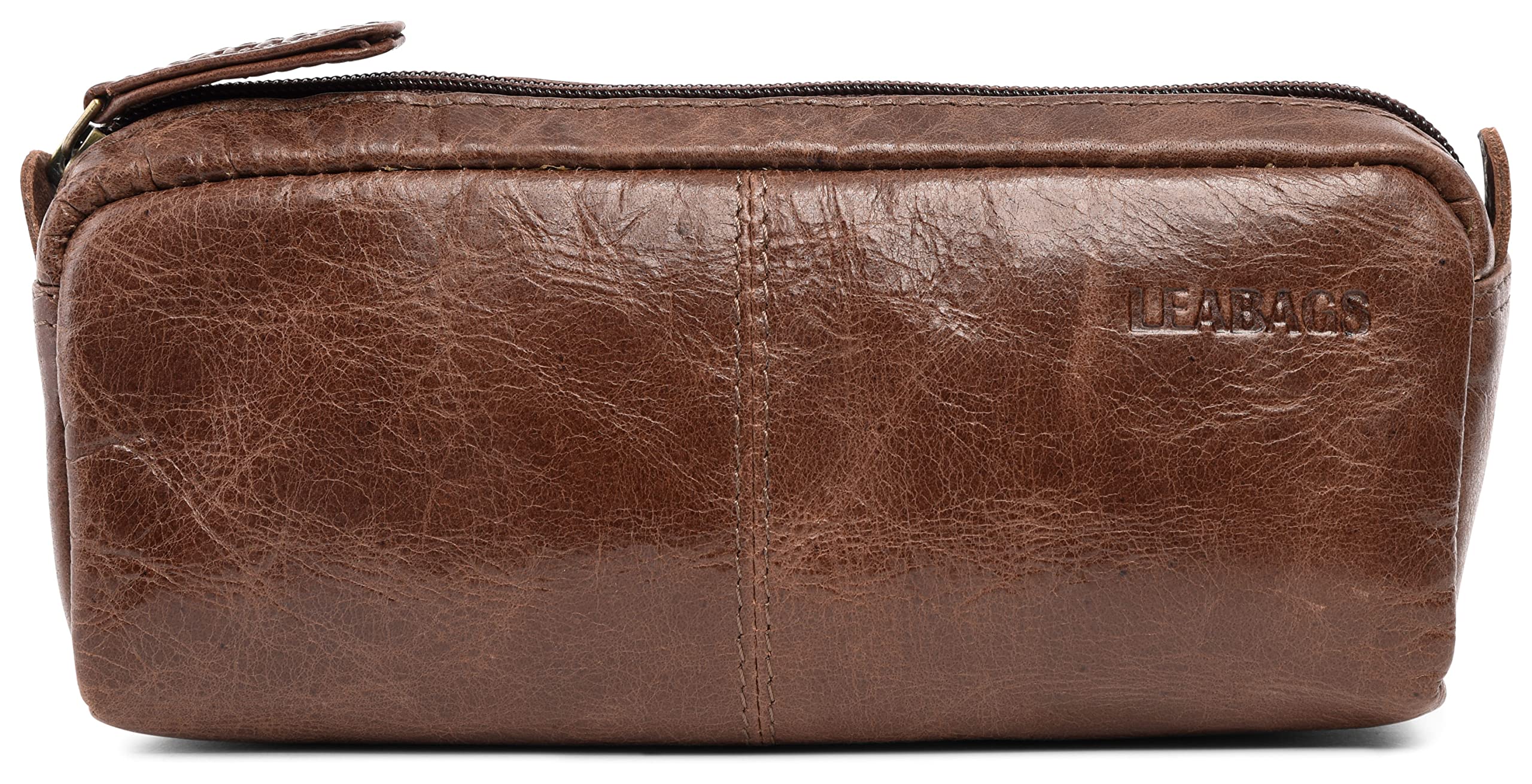 LEABAGS Fort Wayne Leather Pencil Case I Genuine Buffalo Leather Pencil case I Leather case I Vintage Pen Holder I Small Pencil case I Pencil case I 20x9x6 cm I Crazy Vinkat