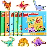 Magnetic Puzzles for Kids Ages 3-5, Travel Toddler Dinosaur Puzzle Toy | Refrigerator Magnet Game for Ages 4-6, Learning &amp; Birthday Gift for Boys, Car &amp; Airplane Road Trip Quiet-Time Activity Toys
