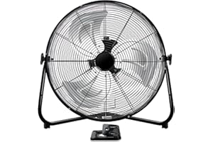 WARMLREC Floor Fan 20" High Velocity Fan 360° Adjustable Standing/Wall Mounted 3 Powerful Speed Heavy Duty Metal Fan With Portable Handle for Garage,Factory,Shop,Home,Bedroom