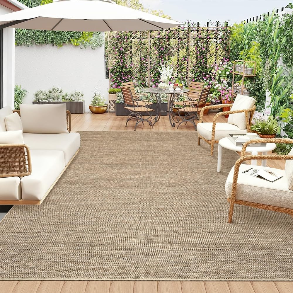 GarveeHome 8x10 Area Rug for Patio Contemporary Easy Jute Jute Floor Carpet for Bedroom Modern Machine Washable Indoor Outdoo