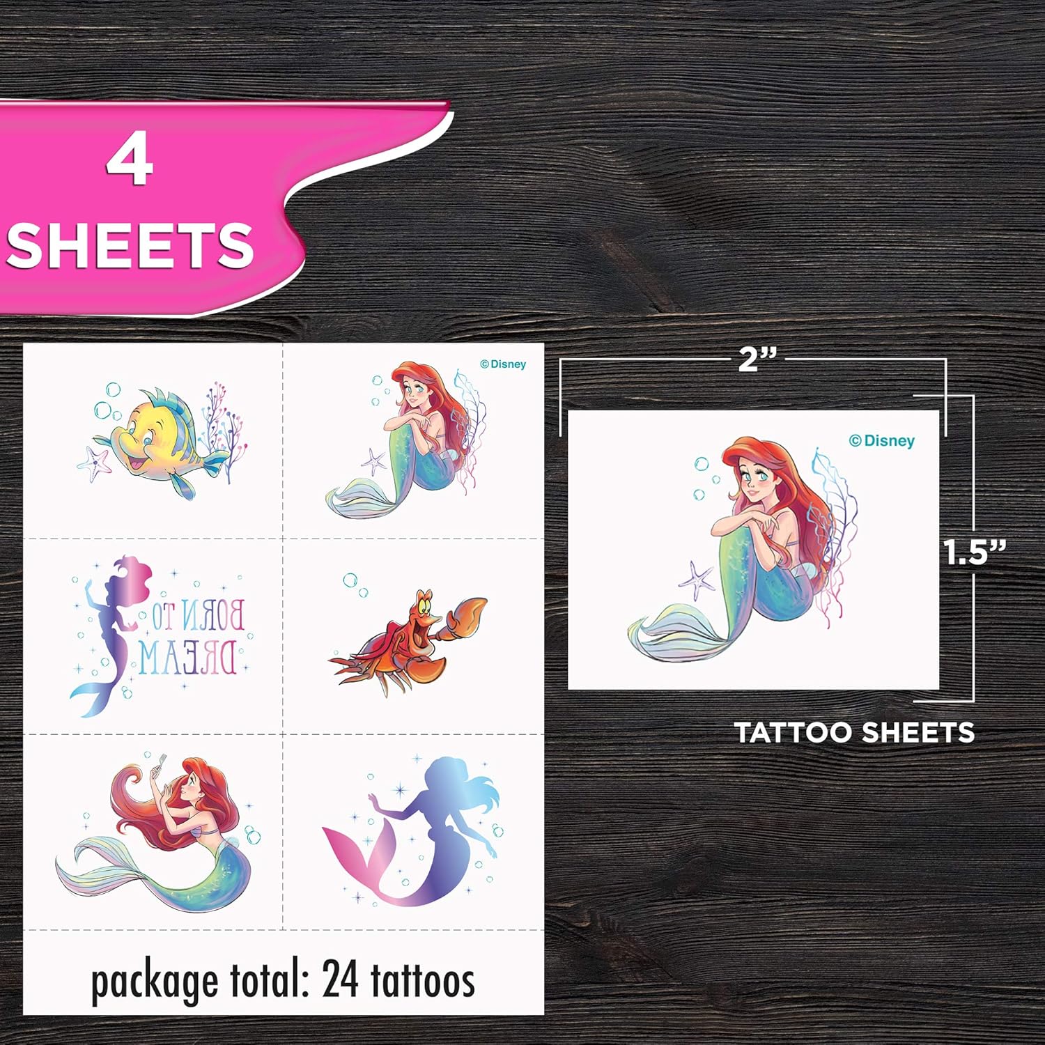Unique The Little Mermaid Party Favor Bundle | Tattoo Sheets, Party Hats, Blowouts, Loot Bags | Kid's Birthday, Underwater Themed Event, Halloween, Officially Licensed by Unique: Health & Personal Care