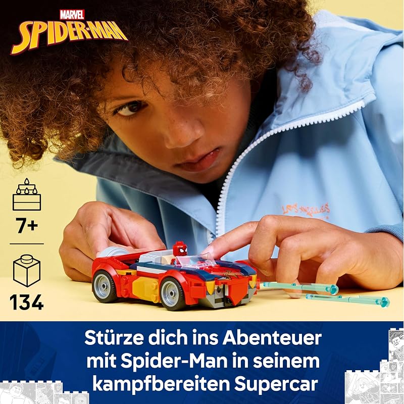| Marvel Spider-Man Auto vs. Venomized Wolverine - Superhelden Spielzeug mit Spielzeugauto - Konstruktionsspielzeug mit 2 Minifiguren und 2 Shooter - Geschenk für Jungen ab 7 Jahren - 76336