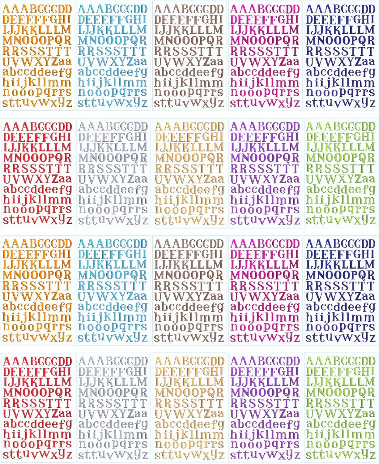 BBTO 20 Sheets Alphabet Letter Stickers 10 Colors Self