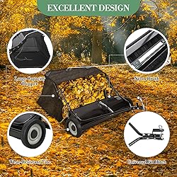 GarveeTools Tow Behind Lawn Sweeper 48", Pull