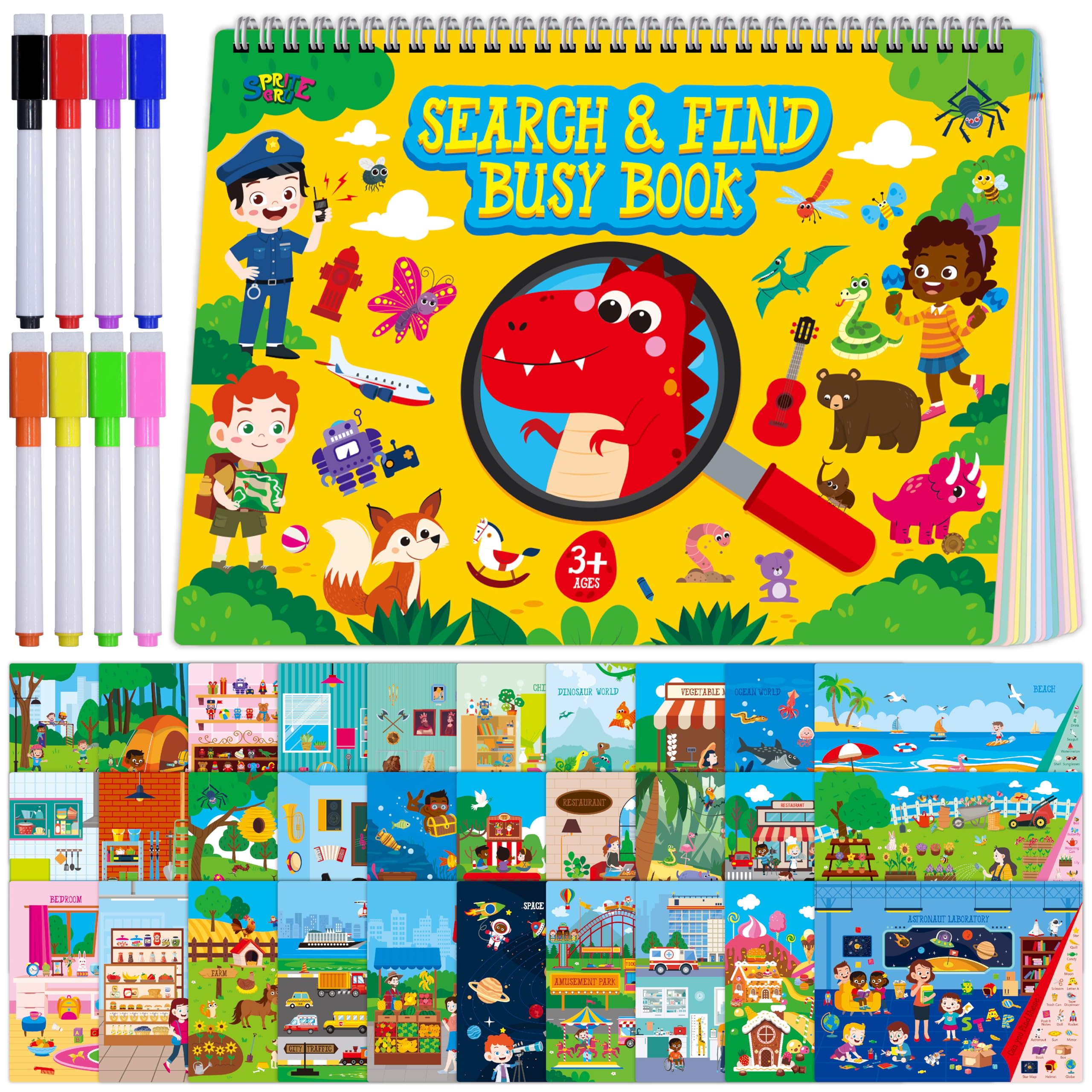 Photo 1 of SpriteGru Search & Find Book, 30 Different Themes 32 Pages Activities Book, Montessori Learning Toy Educational Game Autism Sensory Toys for Preschool Girls and Boys Ages 3, 4, 5, 6