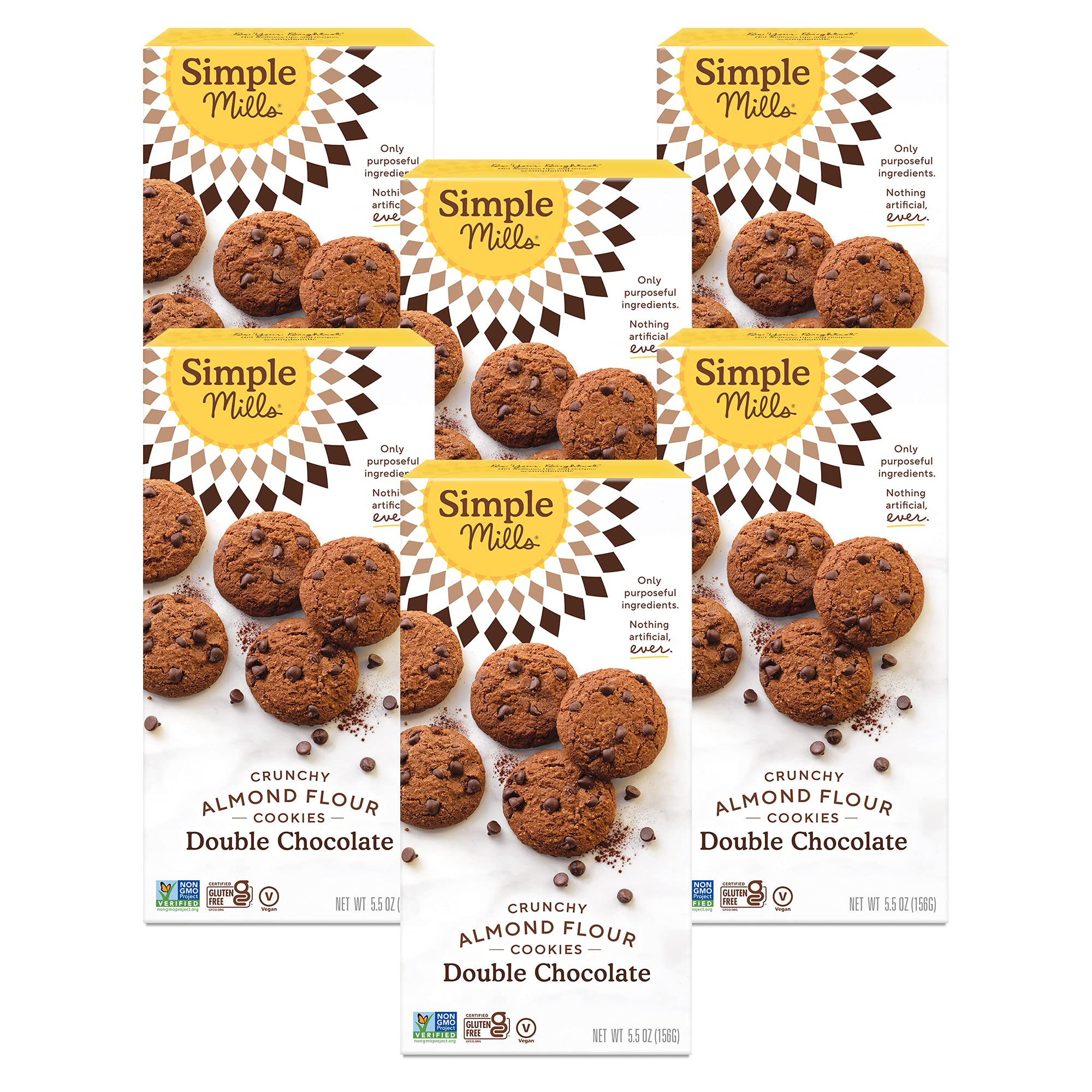 Photo 1 of ***BEST BY: 04/01/2026*** Simple Mills Almond Flour Crunchy Cookies, Double Chocolate Chip - Gluten Free, Vegan, Healthy Snacks, Made with Organic Coconut Oil, 5.5 Ounce (Pack of 6)