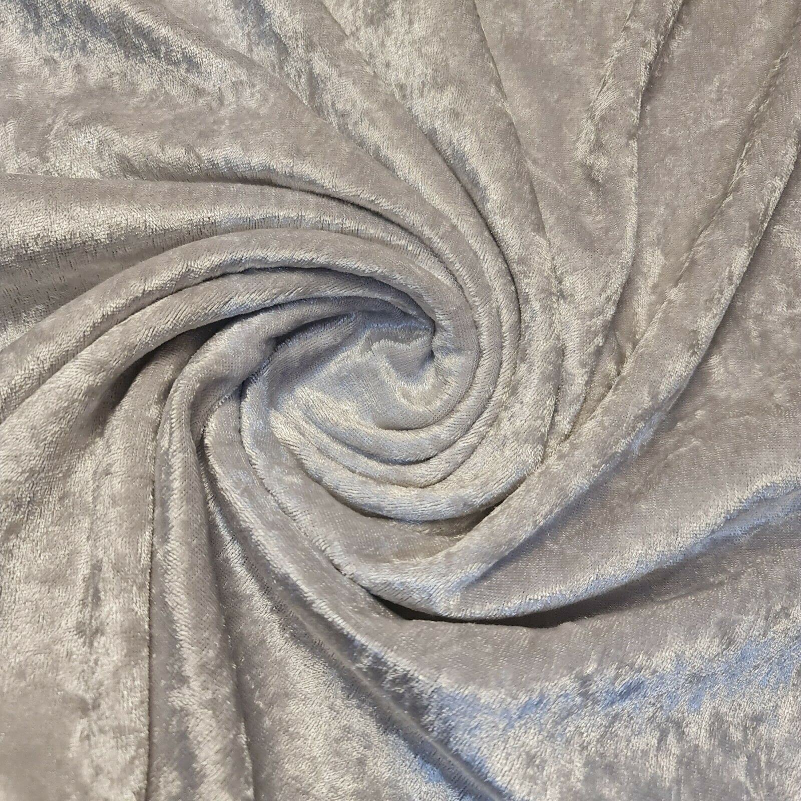 EP Premium Crushed Velvet Fabric Craft Stretch Velour Material Extra Wide - 58'' - 150 cm Wide Sold As Pre - Cut Lengths (Silver), Meter (NJK41)