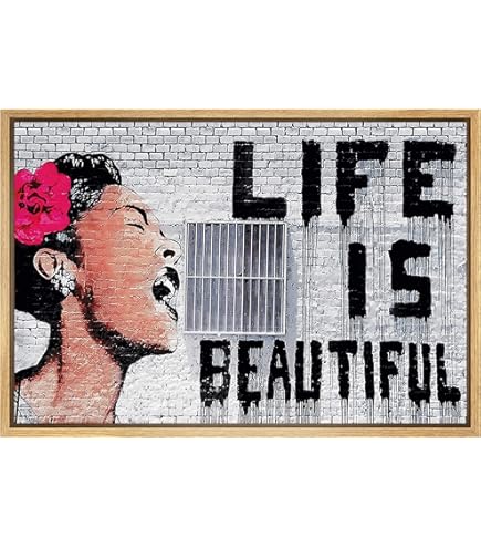 Amazon.com: SIGNWIN Framed Canvas Wall Art Banksy Life is